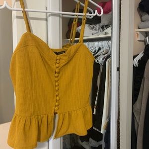 Mustard yellow flowy tank top from Forever 21